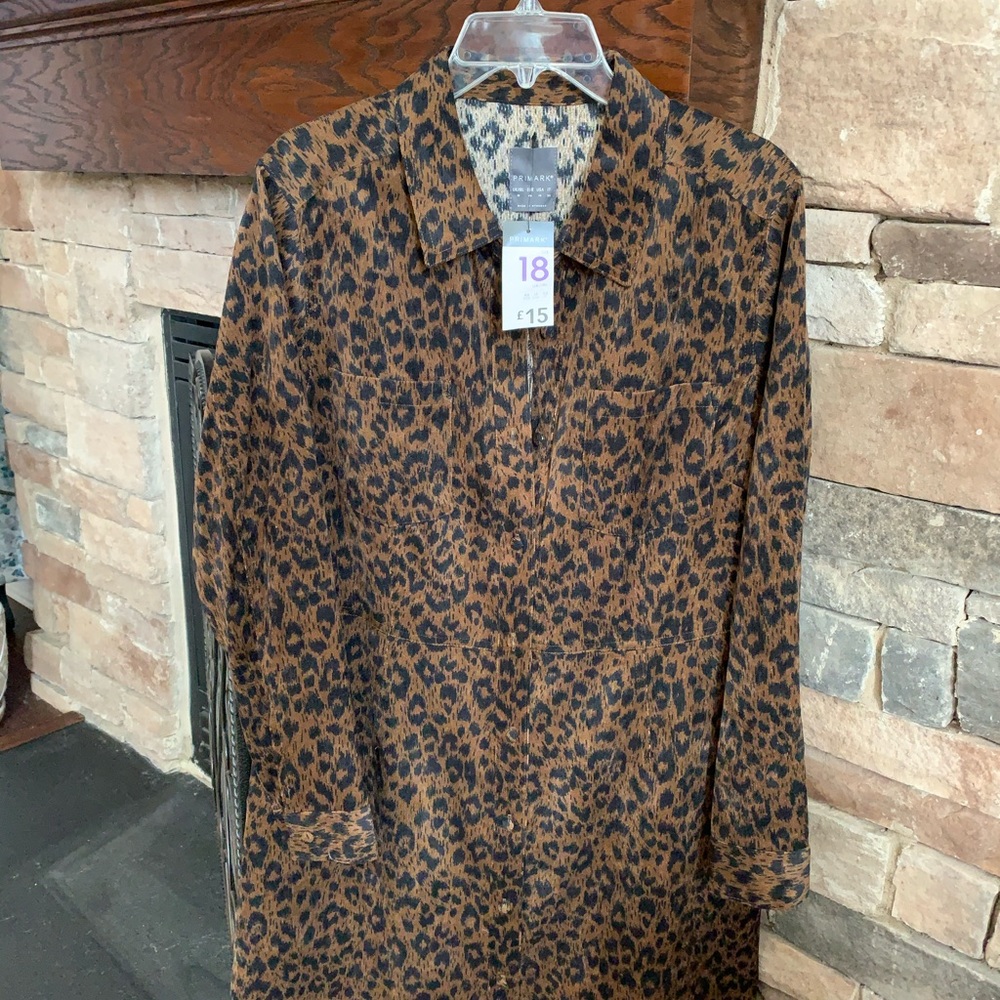 Leopard print button down dress